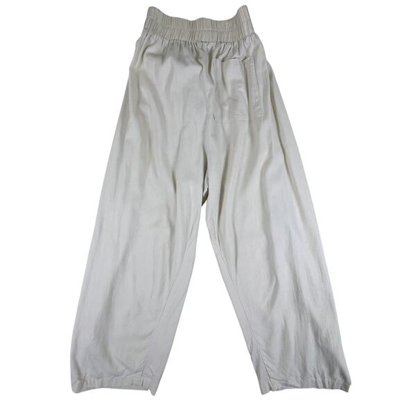 Neutral Wrap Tie-Front Pants S | Relaxed Boho Linen Wide-Leg Harem Beach Resort - Picture 4 of 11